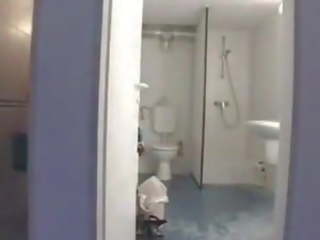 Adult BBW Cleaning darling Does Two juveniles in the Men's Room