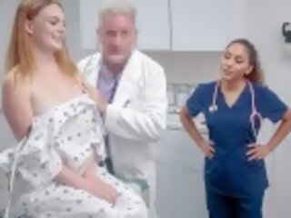 PervDoctor - Perv specialist And His Nurse Take Special Care Of Plump Assed Babe's Tight Pussy